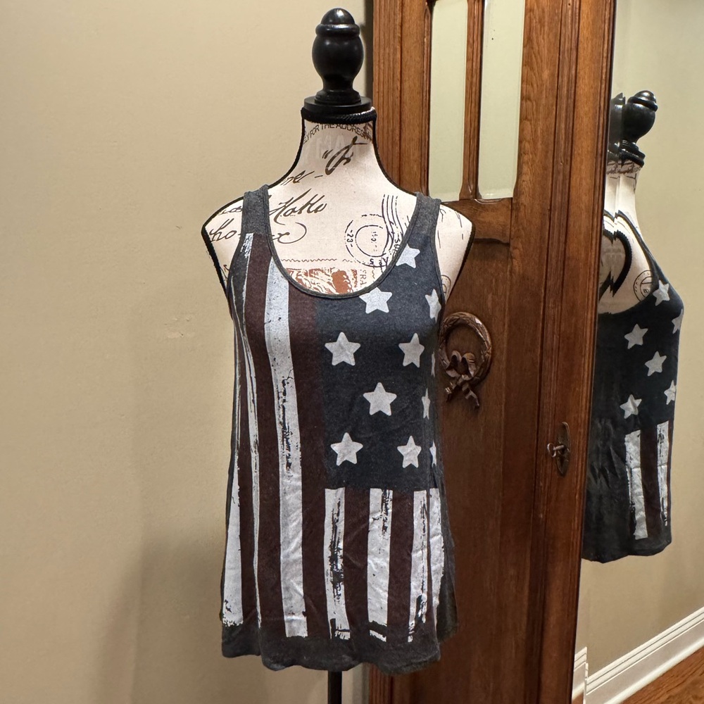 🇺🇸 American Flag Tank Top, Open Back